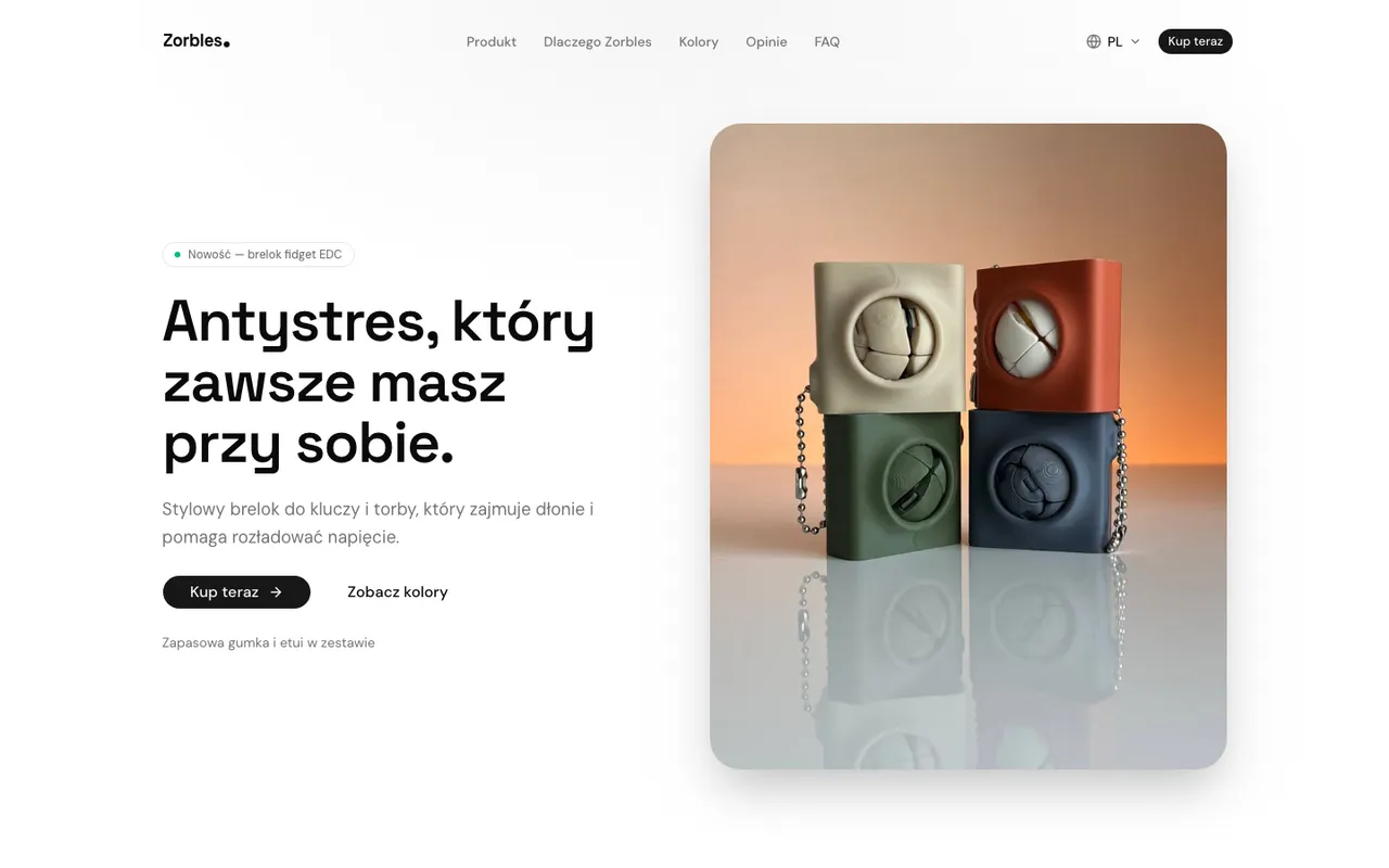 Главная страница zorbles.store, одностраничный магазин